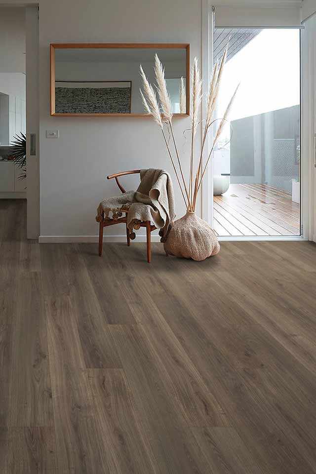 laminate wood look flooring in beach house hallway